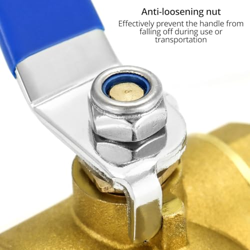 QWORK 3-Way T-Port Forged Brass Ball Valve, NPT Female Full Port, 400WOG, 3/4 Inch Shut Off Diverter Valve for Plumbing, Air, Oil Lines - size: DN20