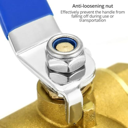 QWORK 3-Way T-Port Forged Brass Ball Valve, NPT Female Full Port, 400WOG, 3/4 Inch Shut Off Diverter Valve for Plumbing, Air, Oil Lines - size: DN20