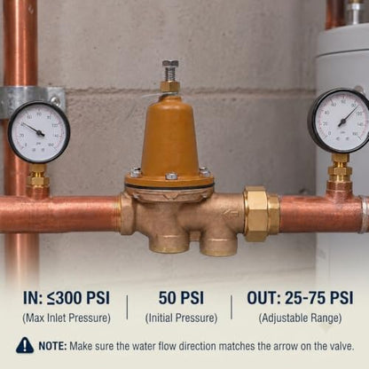 LF25AUB-Z3 3/4 inch Pressure Reducing Valve, Water Pressure Regulator for home with NPT Female Union x NPT Female - Stainless Steel Strainer (3/4 inch)