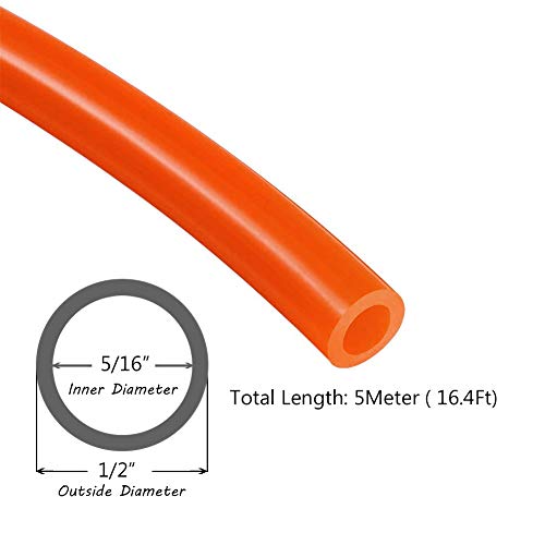 Beduan Pneumatic Tubing Pipe 1/2" OD Orange Air Compressor PU Line Hose Tube for Water Fluid Transfer 5Meter 16.4ft - color: Orange, size: 1/2" OD-16.4ft