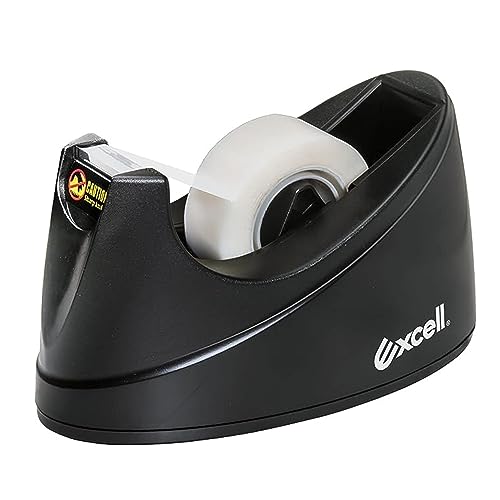 Excell EX-116BK Desk Tape Dispenser, 3/4" Wide, 1" Core, Non-Skid Base
