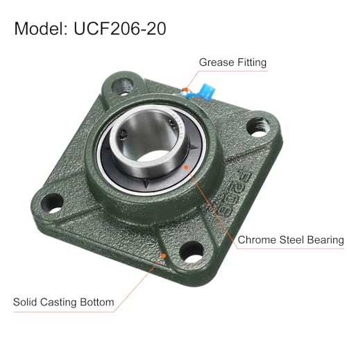 uxcell 2pcs UCF206-20 Pillow Block Bearings 1-1/4 in Bore Self Alignment - size: UCF206-20