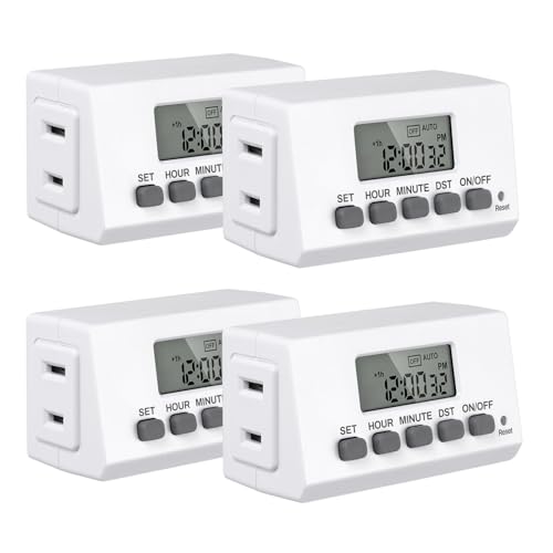 BN-LINK Indoor 24H Programmable Digital Timer Outlet, Slim 1 Outlet, 4 Pack - style: 2-Prong,4-Pack