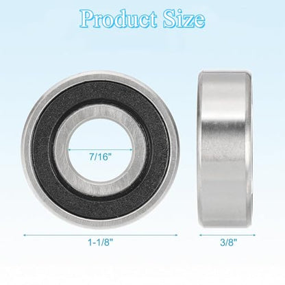 DEEG 10 PCS 1615-2RS Deep Groove Ball Bearing 7/16" x1-1/8 x3/8 - color: 1615-2RS, size: 7/16"x1-1/8"x3/8"
