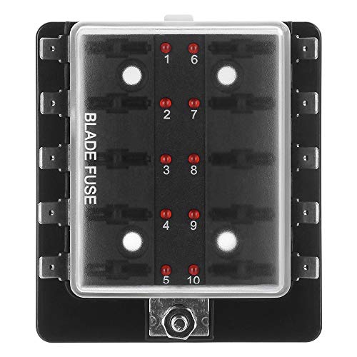 10 Way DC 12~32V Blade Fuse Box Holder Fuse Block - size: 10 way