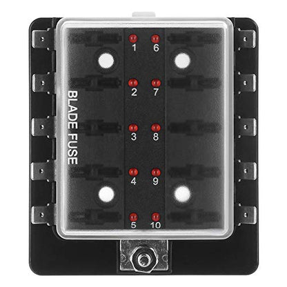 10 Way DC 12~32V Blade Fuse Box Holder Fuse Block - size: 10 way