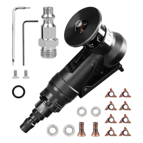 Pneumatic Chamfering Tool Handheld, Mini Air-Powered Chamfering Machine Trimming, 45° Arc Corner with 1/4 Inch Air Inlet for Metal Wood Beveling Deburring (R Angle Blades) - color: R Angle Blades