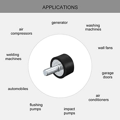 uxcell Rubber Mounts 8pcs M4 Male/Female Vibration Isolator Shock Absorber, for Garage Motor Air Compressor Car Boat Bobbins, D15mmxH8mm - size: M4x15mmx8mm