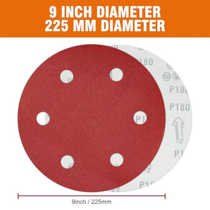 30 PCS 9 Inch Drywall Sanding Discs 180 Grit 6 Hole - color: 6 Hole, size: Grit 180
