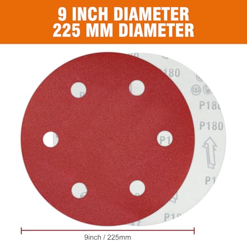 30 PCS 9 Inch Drywall Sanding Discs 180 Grit 6 Hole - color: 6 Hole, size: Grit 180