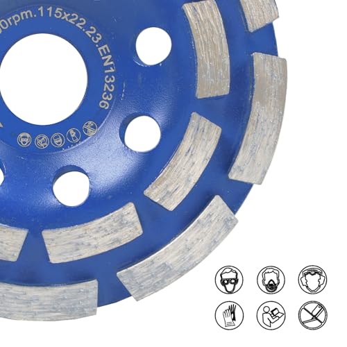 HERZO Diamond Concrete Grinding Wheel 4 1/2 inch,Angle Grinder Segment Wheels Cup for Polishing and Cleaning Stone Concrete Surface, Cement, Marble, Rock, Granite, and Thinset Removing 115mm - style: 115mm Blue