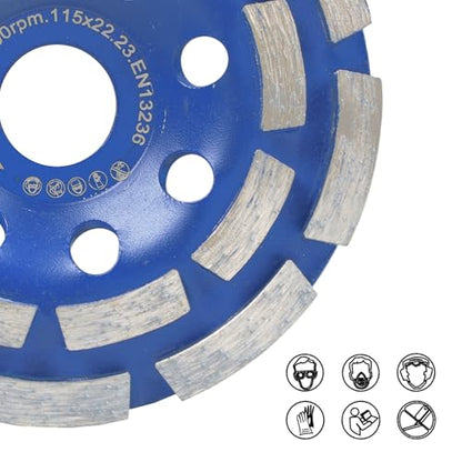 HERZO Diamond Concrete Grinding Wheel 4 1/2 inch,Angle Grinder Segment Wheels Cup for Polishing and Cleaning Stone Concrete Surface, Cement, Marble, Rock, Granite, and Thinset Removing 115mm - style: 115mm Blue