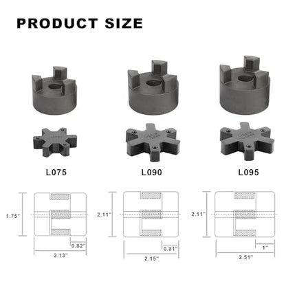 5/8" to 3/4" L075 Flexible 3-Piece L-Jaw Coupling Coupler Set & Rubber Spider for Log Wood Splitter Hybrid Equipment (Pack of 3) - size: 5/8" and 3/4" (Pack of 3)
