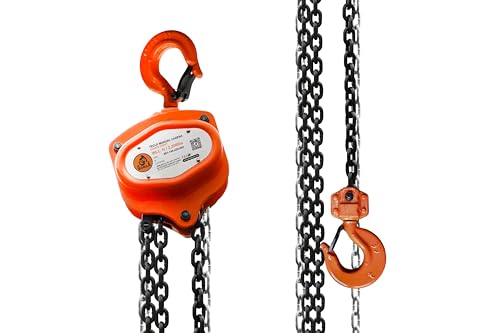 GORILA Hand Chain Hoist with 2 Heavy Duty Hooks and Forged Locks | 2200LBS - 10FT (1 Ton - 3 Meters) | Safety Factor 4:1 | Since 1989 - size: 2200lbs - 10ft / 1t - 3m