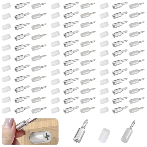 70 Pcs Self Tapping Screws Cabinet Laminate Support, Shelf Pins with Non-Slip Sleeve, Cabinet Shelf Pegs for Kitchen Utensils, Bookcases and Wardrobes, Fixed Support Self - Tapping Cross Screw - color: Clear, size: 70 PCS