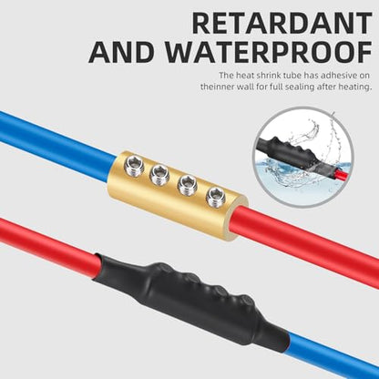 10PCS 6-10AWG 6 8 10 Gauge Wire Butt Connector 4Nut Splice Kit Brass - color: 6AWG-80Amp-4Nuts, size: 10