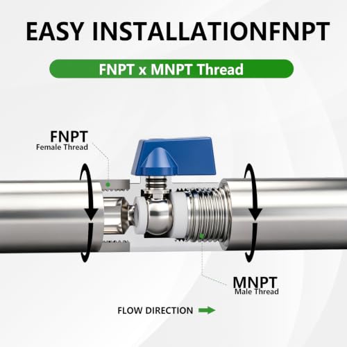 3 Pack 3/8" Mini Ball Valve, 304 Stainless Steel FNPT x MNPT Shut Off Valve - size: 3/8 Inch