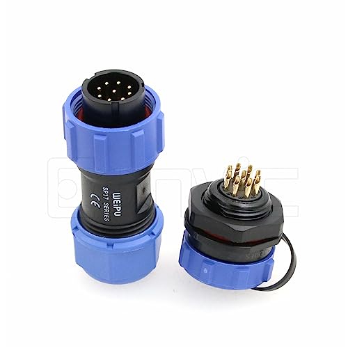 Weipu SP17 9 Pin Connector Waterproof IP68 Male Plug Female Socket Circular 6-10mm Cable Industrial Solar Electrical Connector - size: 9Pin 5A