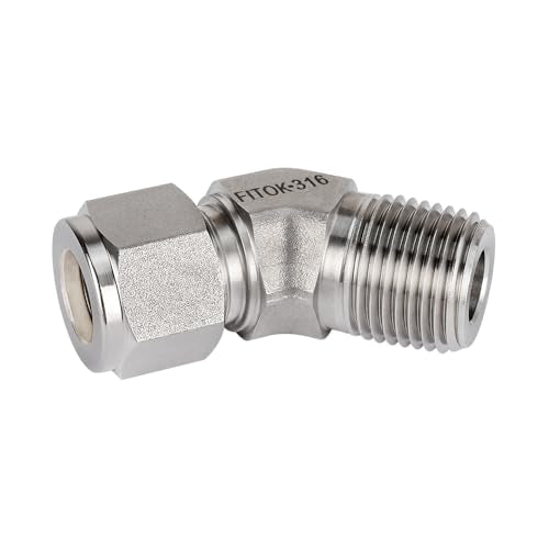 316 Stainless Steel Compression Tube Fitting 45 Degree Elbow 1/8" Tube OD x 1/8" Male NPT 10000 psi, SS-VM-FL2-NS2 - size: 1/8" OD x 1/8" MNPT