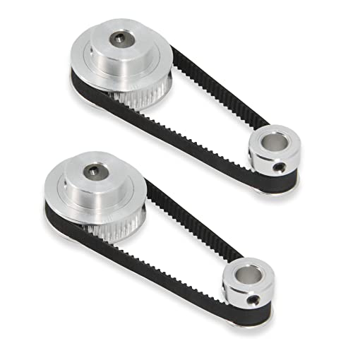 2PCS Set GT2 Synchronous Wheel 20&48 Teeth 8mm Bore Aluminum Timing Pulleys with 2PCS Length 200mm Width 6mm Belt (20-48T-8B-6) - style: 20-48T-8B-6