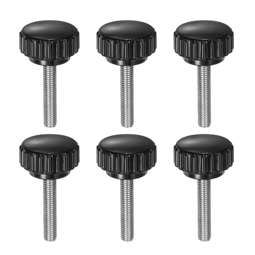 uxcell 6pcs Knurled Clamping Knobs M5 x 25mm Metric 304 Stainless Steel Male Thread Thumb Screw on Type 22mm Plastic Round Head Threaded Hand Bolt Stud Knobs Black - size: M5 x 25mm x 22mm