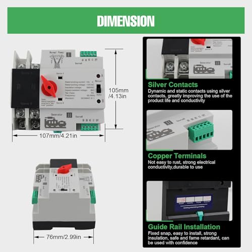 2P 100A 110V Dual Power Automatic Transfer Switch - size: 2P 100A 110V
