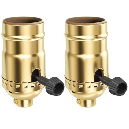 DiCUNO UL Listed 3-Way Lamp Socket Replacement, Repair Kit, Gold, 2-Pack - style: Gold