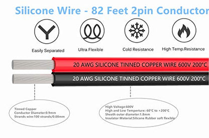 TUOFENG 20 AWG Silicone Wire 30ft 2 Conductor Parallel Hook Up Cable - size: 20 awg 2 parallel lines 15ft