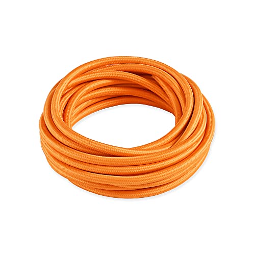 BRIGHTTIA Orange Color Cloth Covered Electrical Wire - 16Ft Textile Cable for Pendant Light Fixture and Vintage Lamp Revival - DIY Lamp Parts for Unique and Creative Lighting Projects (B005) - color: Orange