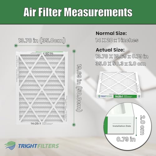 TRIGHTFILTERS 14x20x1 Air Filter 4 Pack, MERV 8 Filter Replacement - size: 14x20x1-4pack