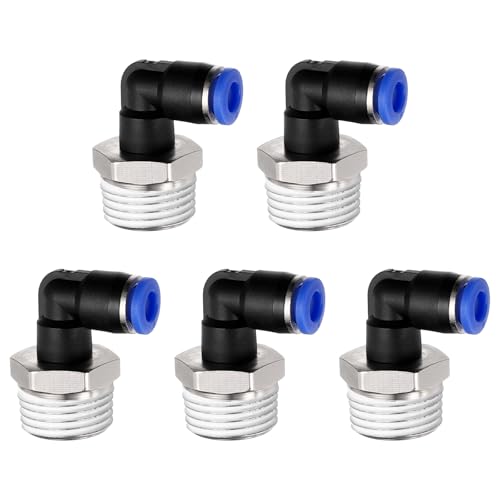 5Pcs Male Elbow Push to Connect Fitting Fit 6mm OD Tube 1/2" NPT - color: Blue, size: 6mm OD x 1/2" NPT