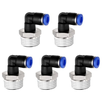 5Pcs Male Elbow Push to Connect Fitting Fit 6mm OD Tube 1/2" NPT - color: Blue, size: 6mm OD x 1/2" NPT