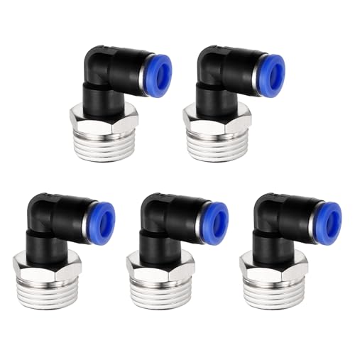 5Pcs Male Elbow Push to Connect Fitting Fit 8mm OD Tube 1/2" NPT - color: Blue, size: 8mm OD x 1/2" NPT
