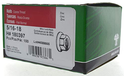 Hillman Whiz Lock Nut USS Coarse 5/16"-18 100 Pack Zinc 180397 - size: 5/16"-18