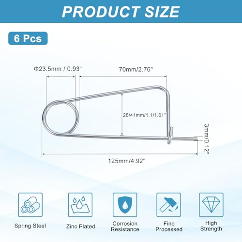 MECCANIXITY 6pcs Steel Brooch Cotter Pins, 0.12x4.92 Inch (3x125mm) Brooch Shape Cotter Safety Spring Pin, Quick Locking Fastener for Garden, Farm, Lawn, Triangle - size: M3x125mm