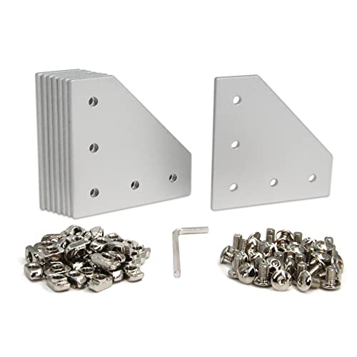 3030 Corner Bracket Plate L Shape 5 Hole 90 Degree Outside Joining Plate with M6x10mm Screws and T-Nuts for 30 x 30mm Series Aluminum Extrusion Profile,8pcs/Pack (Silver-3030 L Shape) - style: Silver-3030 L Shape
