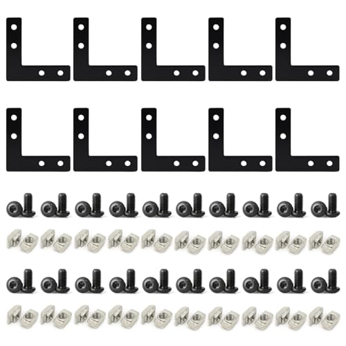 10 Set 2020 Aluminum Extrusion Profile Hardware V T Slot L Brackets - style: 10 sets L with M5