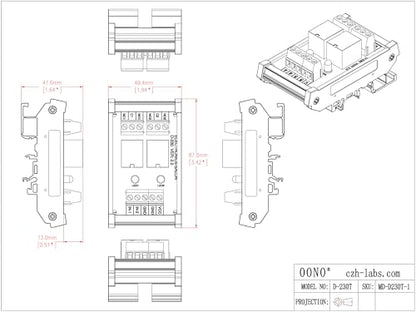 Electronics-Salon DIN Rail Mount 2 SPDT 10Amp Power Relay Interface Module, DC 5V Version.