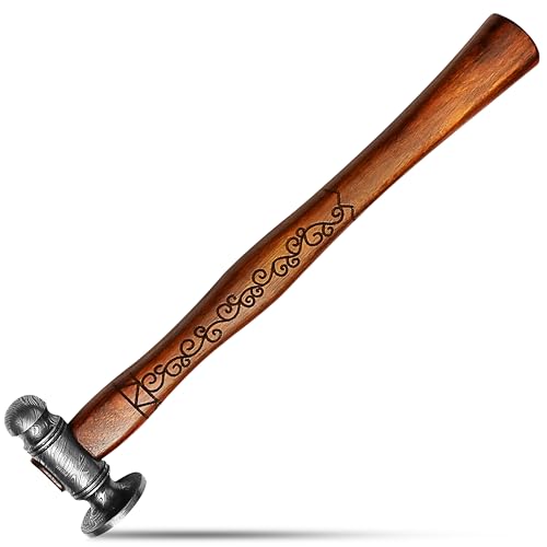 Premium Ball Peen Hammer with Forged Damascus Steel Head- Pein Hammer with Comfort Grip Engraved Wooden Handle- Best Tool For Metalworking And Carpentry