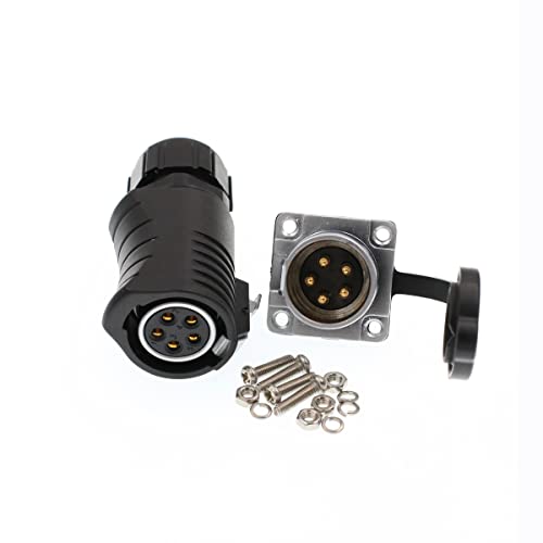 LP20 5 Pin Female Power Industrial Quick-Disconnected Male and Female Plug Socket Bulkhead Connector - color: Feamle plug & male socket, size: LP20 5F