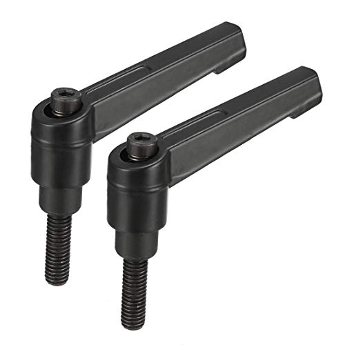 uxcell M6 x 20mm Handle Adjustable Clamping Lever Thread Push Button Ratchet Male Threaded Stud Knobs Rotating Screw Handles Bolts with Locking Lever Black 2pcs - size: M6x20mm