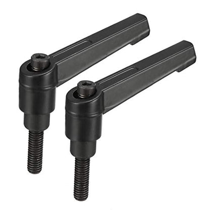 uxcell M6 x 20mm Handle Adjustable Clamping Lever Thread Push Button Ratchet Male Threaded Stud Knobs Rotating Screw Handles Bolts with Locking Lever Black 2pcs - size: M6x20mm