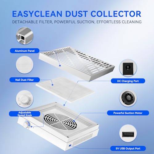 Makartt Nail Dust Collector - Quite SYMPHONEE Dust Extractor Vacuum - color: Plug-in Nail Dust Collector-symphonee