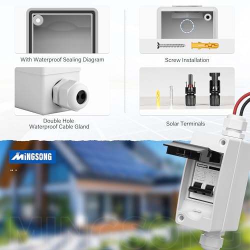 Solar Panels Disconnect Switch 25Amp DC Solar Shut Off Switch 400V 2 Poles Outdoor AC Small Miniature Circuit Breaker Box, IP65 Waterproof UV-Proof for PV Homes - style: 25A