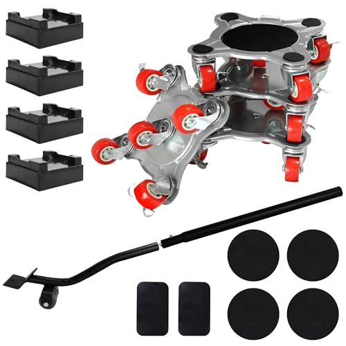 Furniture Dolly & Furniture Rollers Mover with 5 Wheels, Carbon Steel Panel Furniture Lifter Set Up to 1300LBs, for 360° Rotation Shifting Moving Heavy Duty Refrigerator, Sofa, Cabinet - size: Large