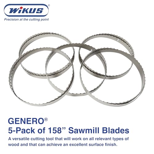 158" x 1 1/4" Sawmill Bandsaw Blade - Band Saw Wood Cutting Tools - Resharpenable Bi Metal Bandsaw with 10° Precision - Portable Band Saw Blades for Sawmill, 1.15 TPI, 0.042'' Thick, Woodworking Tools - size: 158'' X 1 1/4'' X 0.042''