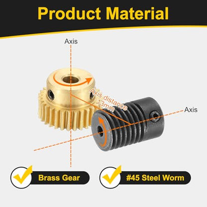 uxcell Worm Gear Set Right Rotation 30T 0.5 Module 1:30 Reduction Rate - size: Gear-4mm, Rod-3mm Bore, style: 0.5M-30T
