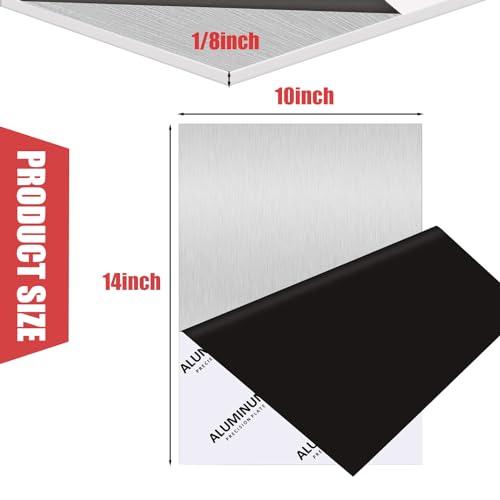 2Pack 1/8Inch Thick Aluminum Sheet Metal, 10" x 14" 6061 Aluminum Plates - size: 10x14", style: 2PCS-1/8"