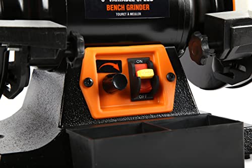 WEN BG625V 2.5-Amp 6-Inch Variable Speed Bench Grinder with Flexible Work Light , Black - style: Variable Speed