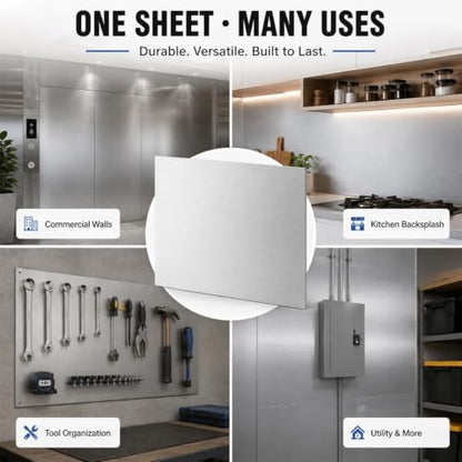 36 x 24 in 430 Stainless Steel Sheet Metal 24GA #4 Brushed Finish - size: 36*24in